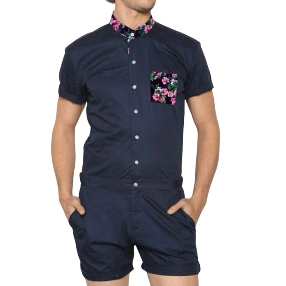 NWT ROMPERJACK Navy Rose One-Piece Floral Romper - Men’s Medium